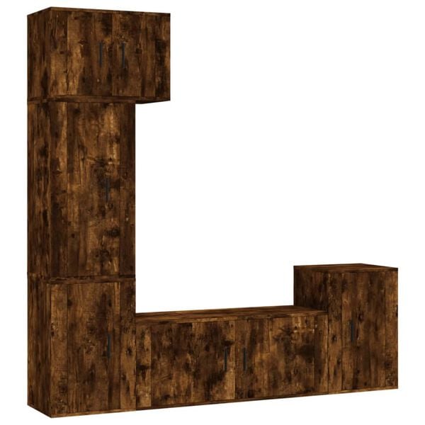 vidaXL TV-skapsett 5 deler røkt eik konstruert tre