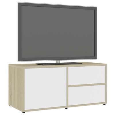 vidaXL TV-benk hvit og sonoma eik 80x34x36 cm sponplate