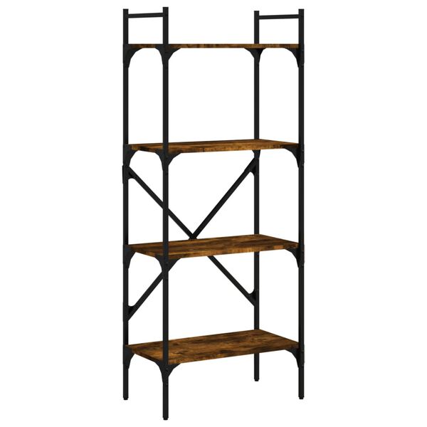 vidaXL Bokhylle 4 etasjer røkt eik 56x31,5x138,5 cm konstruert tre