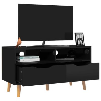 vidaXL TV-benk høyglans svart 90x40x48,5 cm konstruert tre