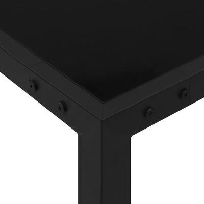 vidaXL Hagebord 130x130x72 cm stål og glass svart