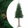 vidaXL Slankt juletre med ekte tre og furukongler gr&oslash;nn 180 cm PVC