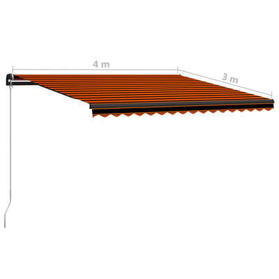 vidaXL Manuell uttrekkbar markise 400x300 cm oransje og brun