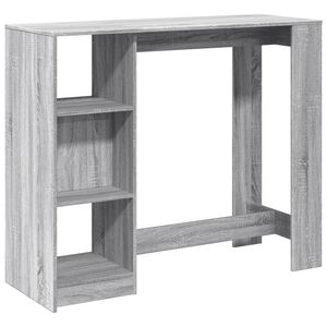 vidaXL Barbord med hylle gr&aring; sonoma eik 124x46x103,5 cm konstruert tre