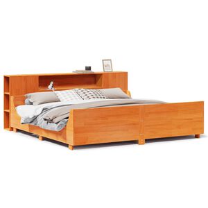 vidaXL Sengeramme uten madrass voksbrun 200x200 cm heltre furu
