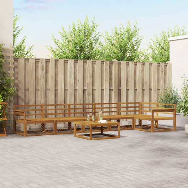 vidaXL Utend&oslash;rs sofa-sett 7 pcs Naturlig Solid akasietre