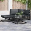 vidaXL Hagesofa Set med pute 3 pcs Svart Aluminium