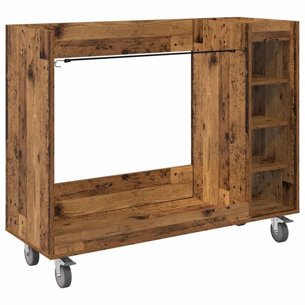 vidaXL Golfskap med hjul Ensfarget Gammelt tre 120 x 45 x 98 cm