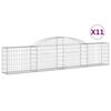 vidaXL Gabionkurver buede 11 stk 300x30x60/80 cm galvanisert jern