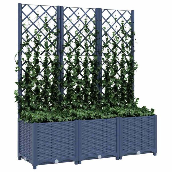 vidaXL Plantekasse med espalier blågrå 120x40x136 cm PP