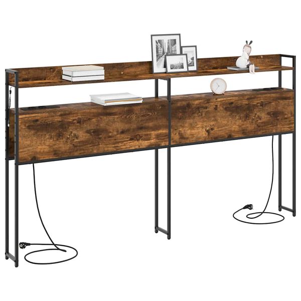 vidaXL Lagringshodegavl med hylle R&oslash;kt eik 180 cm Konstruert tre