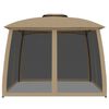vidaXL Paviljong dobbelttak og nettingvegger gråbrun 2,93x2,93 m stål