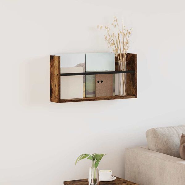 vidaXL Magasinreol med hylle R&oslash;kt eik 60 x 12 x 30 cm Konstruert tre