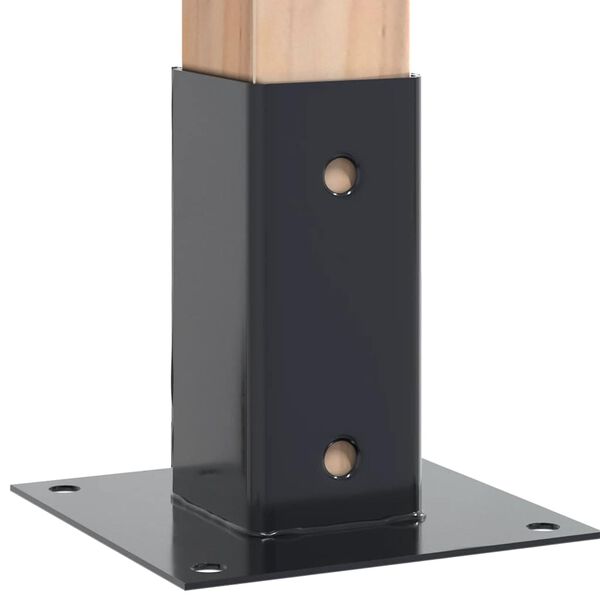 vidaXL Stolpebunner firkantet 12 stk 61x61 mm pulverlakkert st&aring;l