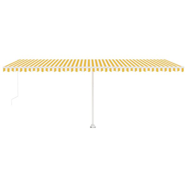 vidaXL Manuell uttrekkbar markise med LED 600x350 cm gul og hvit