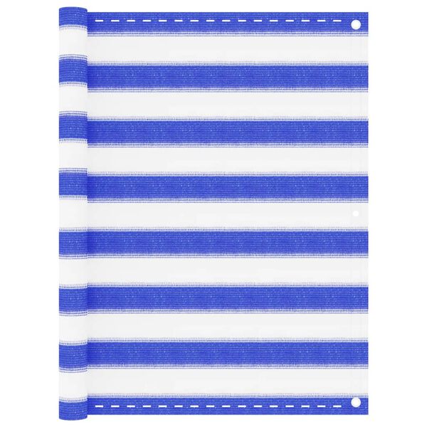 vidaXL Balkongskjerm bl&aring; og hvit 90x400 cm HDPE