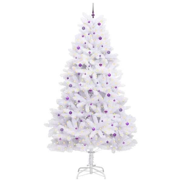 vidaXL Kunstig sammensatt juletre med 300 LED Hvit 300 cm PVC og st&aring;l