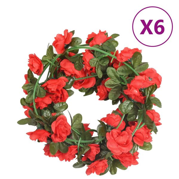 vidaXL Blomsterkranser 6 stk r&oslash;d 240 cm