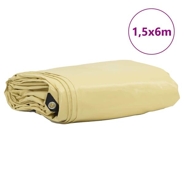 vidaXL Presenning 650g / m&sup2; Beige 1,5 x 6 m Lerret med PVC-belegg
