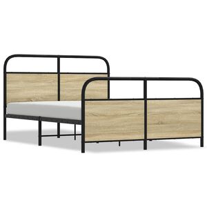 vidaXL Sengeramme i metall uten madrass sonoma eik 137x190 cm