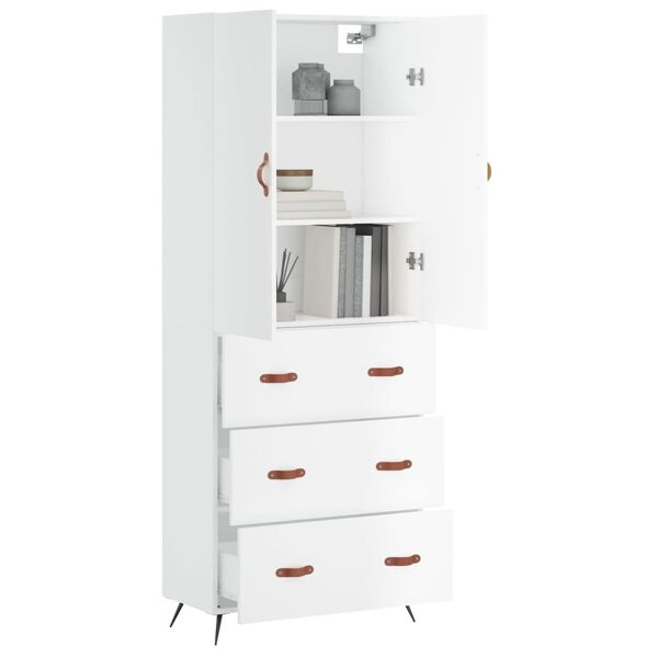 vidaXL Highboard hvit 69,5x34x180 cm konstruert tre