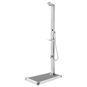 vidaXL Hagedusj med gr&aring;tt dusjbrett 225 cm rustfritt st&aring;l