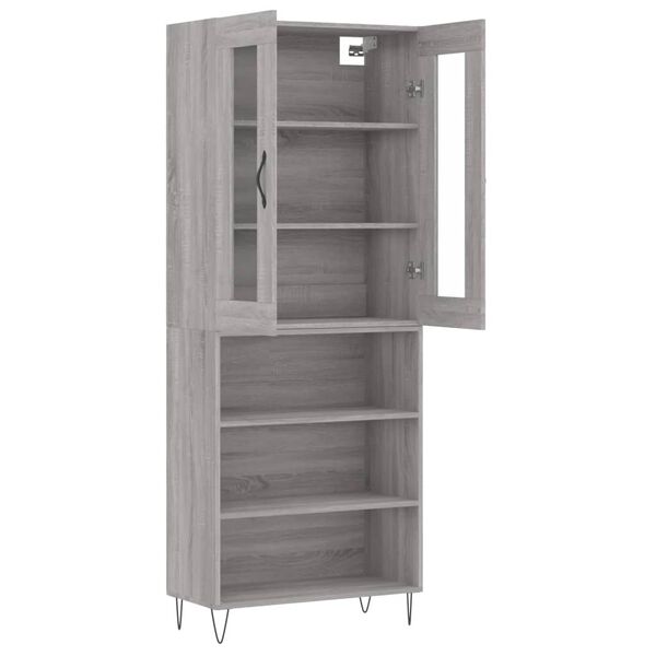 vidaXL Highboard gr&aring; sonoma 69,5x34x180 cm konstruert tre
