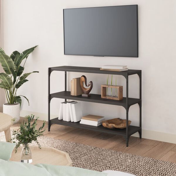 vidaXL Bokhyllesvart 100x33x70,5 cm konstruert tre og st&aring;l