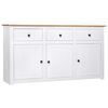 vidaXL Skjenk hvit 135x40x80 cm heltre furu Panama Range