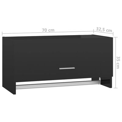 vidaXL Garderobe høyglans svart 70x32,5x35 cm sponplate