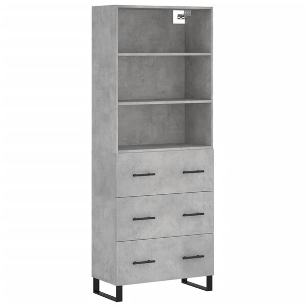 vidaXL Highboard betonggr&aring; 69,5x34x180 cm konstruert tre