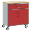 vidaXL Trolley Rullende Arbeidsbenk med l&aring;s R&oslash;d og Gr&aring; 75 x 45 x 85 cm
