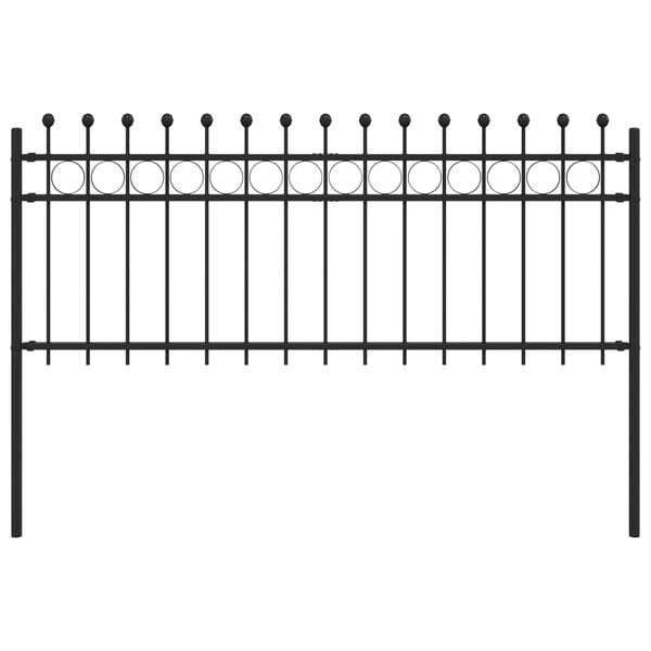 vidaXL Ringgjerde Svart 200 x 130 cm Pulverlakkert st&aring;l