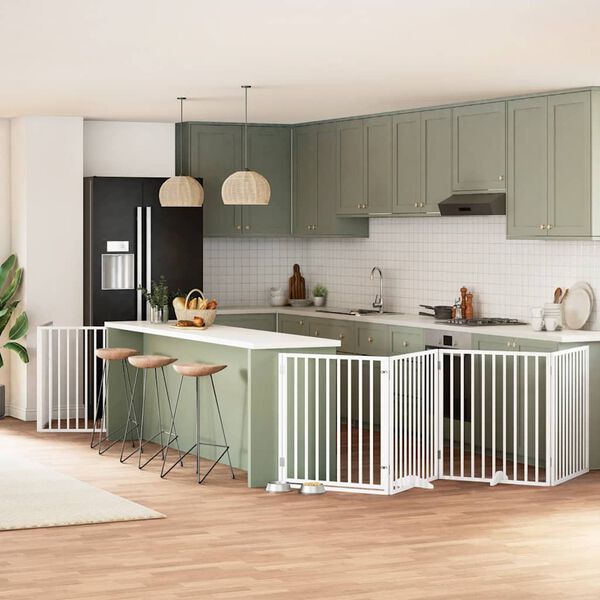 vidaXL Hundeport sammenleggbar 8 paneler hvit 640 cm poppeltre