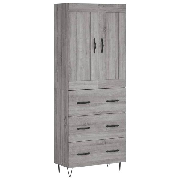 vidaXL Highboard gr&aring; sonoma 69,5x34x180 cm konstruert tre