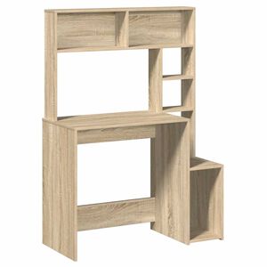 vidaXL Skrivebord med hyller sonoma eik 100x45x140 cm konstruert tre