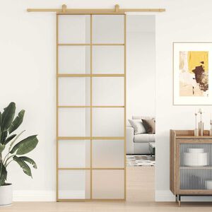 vidaXL Skyved&oslash;r gull 76x205 cm frostet ESG glass og aluminium