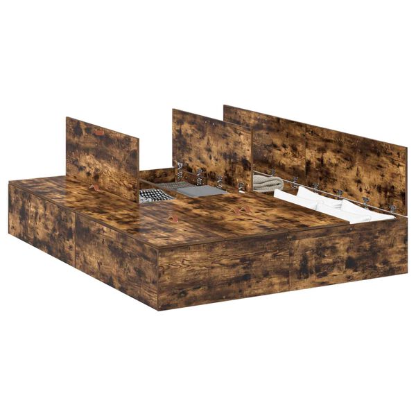 vidaXL Seng med lagring R&oslash;kt eik 140 x 200 cm Konstruert tre