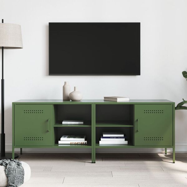 vidaXL TV-benker 2 stk olivengr&oslash;nn 68x39x50,5 cm st&aring;l
