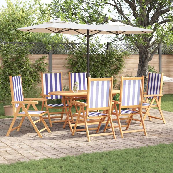 vidaXL Hage Spisegruppe 7 pcs Bl&aring; og hvit Solid akasietre