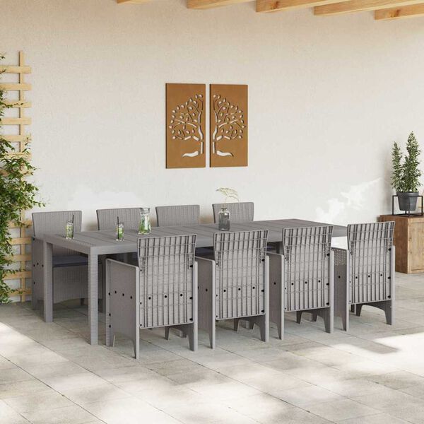vidaXL Hage Spisegruppe 9 pcs Hvit Polt rattan