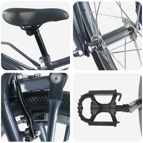 vidaXL Barnesykkel 18 Tommer for 5-7 &aring;r gammel M&oslash;rkegr&aring;