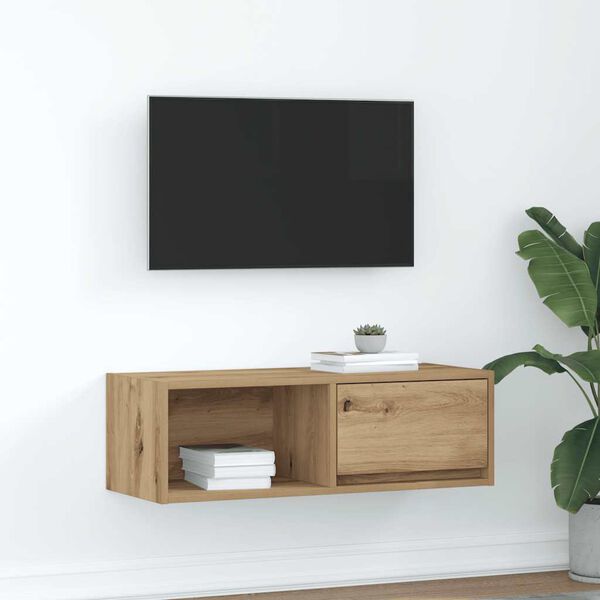 vidaXL TV-benk artisan eik 80x31x25,5 cm konstruert tre