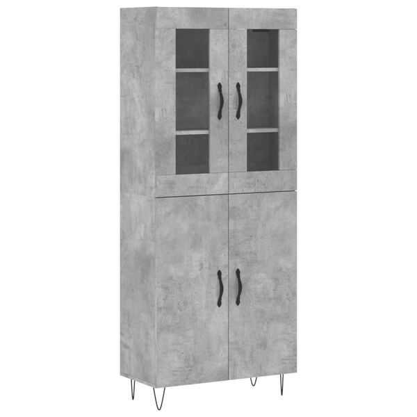 vidaXL Highboard betonggr&aring; 69,5x34x180 cm konstruert tre