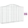 vidaXL Gabionkurver buede 6 stk 200x30x120/140 cm galvanisert jern