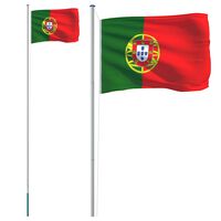 vidaXL Portugisisk flagg og stang 6,23 m aluminium
