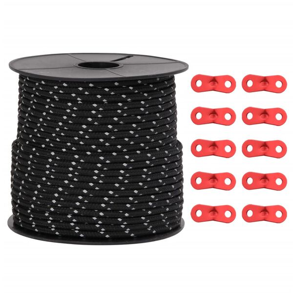 vidaXL Barduner med refleksstrimler og skiftenøkler 50 m 4 mm