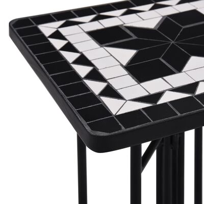 vidaXL Sidebord med mosaikkmønster svart og hvit keramikk