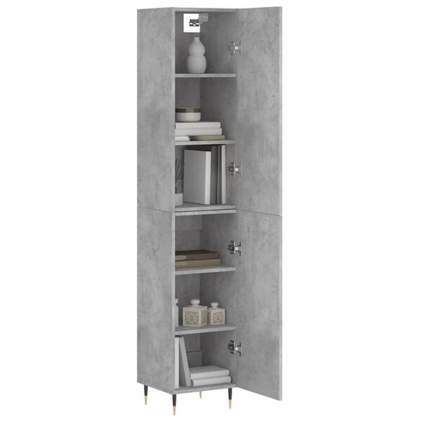 vidaXL Highboard betonggr&aring; 34,5x34x180 cm konstruert tre