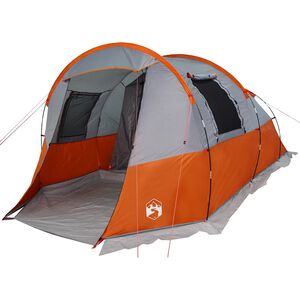 vidaXL Tunneltelt for camping 4 personer gr&aring; og oransje vanntett